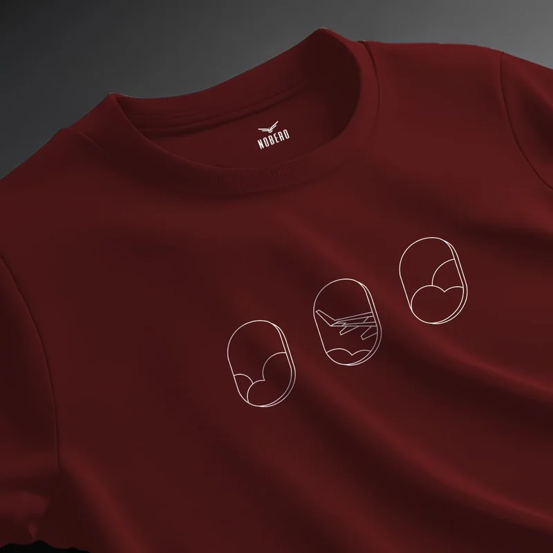 نوبيرو Men's Burgundy Cotton Graphic T-Shirt