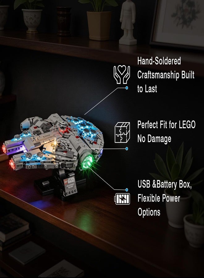 Vaodest مصباح LED من Vaodest لمجموعة Lego 75375 Millennium Falcon، تصميم وتكوين متوافق مع مجموعة Lego 75375 (مصباح LED فقط، وليس مجموعة مكعبات البناء). - Image 5