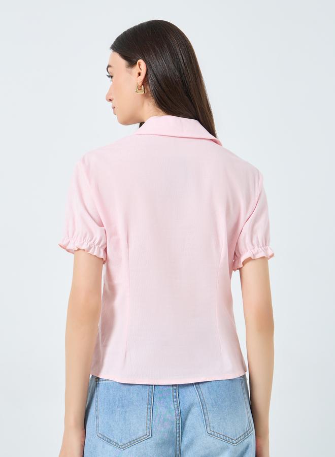 تايك تو بلوزة بتفاصيل مُطرزة وأكمام منفوخة - Image 5