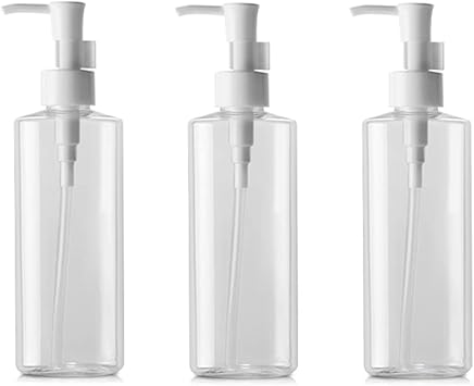 Quupy 3Pcs 150ml Empty Refillable Clear Plastic Pump Bottle Travel Bottle Make Up Cosmetic Container Dispenser for Lotion Shampoo - Image 1