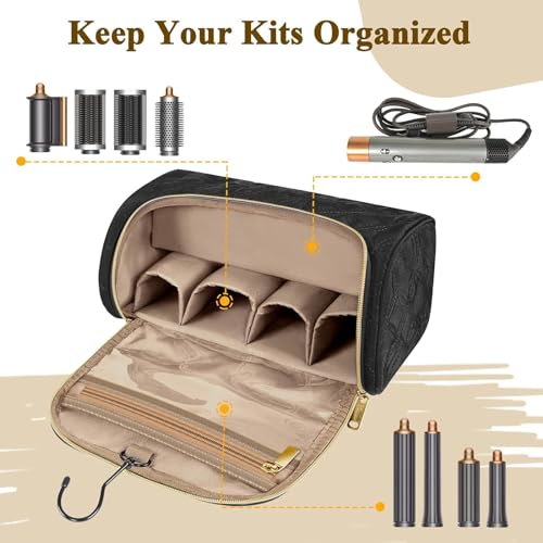 Mancro Travel Storage Case Organizer Compatible with Dyson Airwrap, Hair Dryer, 4 Curling Barrels, 2 Smoothing Brushes, Volumizing Brush, Lightweight Travel Carrying Case for Hair Curler Accessories - Image 5