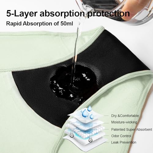 Battewa Cotton Incontinence Underwear for Women High Waisted Leak Proof Panties Bladder Leak Protective Briefs Adult Pee Proof Assurance Underwear L 4 Pack - Image 5