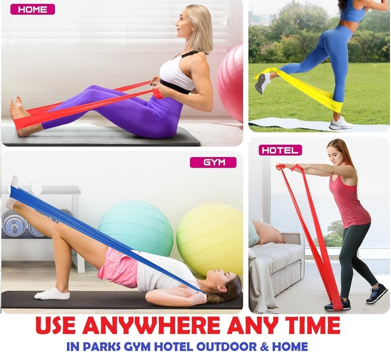 Resistance Bands Set 1 5M 4 9ft Skin Friendly Exercise Bands with 3 Resistance Levels Workout Bands Set for Women Men Ideal for Yoga Gym Fitness - Image 5