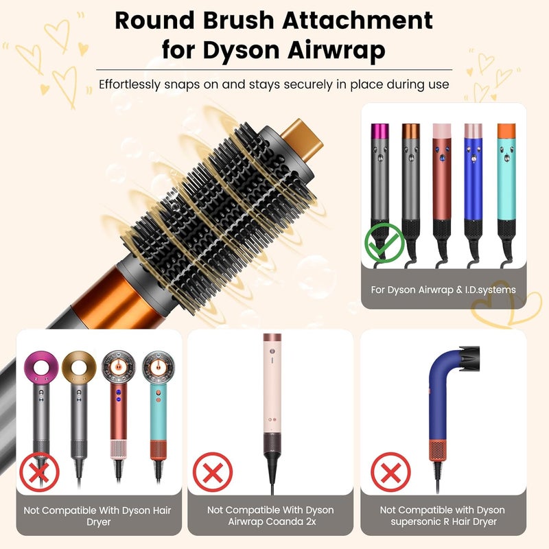 PUREGUST Enhanced Volume Round Brush Accessory Compatible with Dyson Airwrap HS01 HS05 HS08 Improved Bristles for Dry Hair, Adds Volume, Styles Fringes and Leaves Hair Straight - Image 4