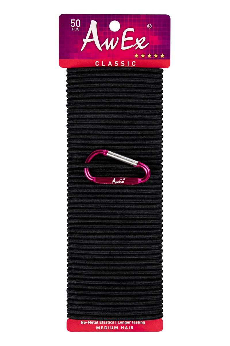 AwEx Strong Hair Ties - 50 PCS,4 mm(0.16 inch) Thick,140 mm(5.5 inches) Long Hair Bands-No Metal Hair Elastics-No Pull Ponytail Holder for Medium Hair - Image 1