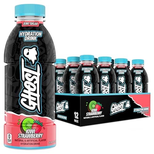 GHOST Hydration Drink, Kiwi Strawberry- RTD Sports Drink with Electrolytes, Natural Vitamins & Minerals - All Day Lifestyle Hydration Beverage - Zero Caffeine & Zero Sugars - 16.9 Fl Oz, 12 Pack - Image 1