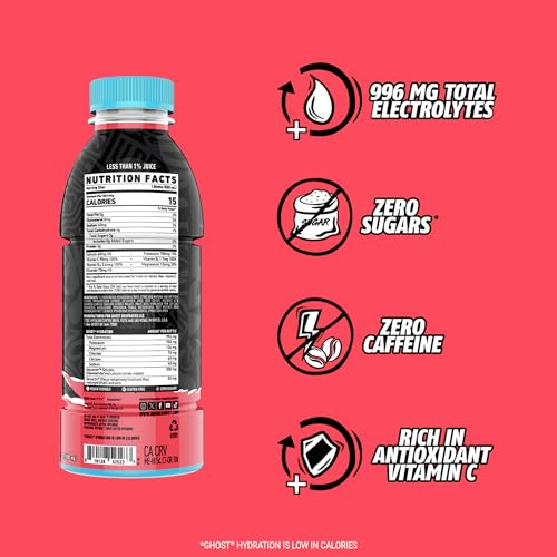 GHOST Hydration Drink, Kiwi Strawberry- RTD Sports Drink with Electrolytes, Natural Vitamins & Minerals - All Day Lifestyle Hydration Beverage - Zero Caffeine & Zero Sugars - 16.9 Fl Oz, 12 Pack - Image 4