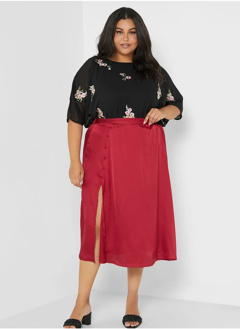 Ella Plus High Waist Side Slit Skirt