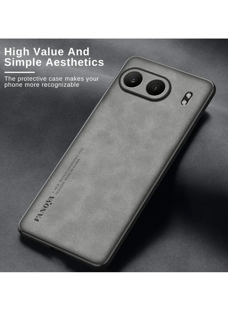 Case Compatible with OnePlus Nord 4 5G, Plain Leather Case Soft TPU Silicone Bumper Anti-Fingerprint Shockproof Protective Back Cover for OnePlus Nord 4 - Image 2