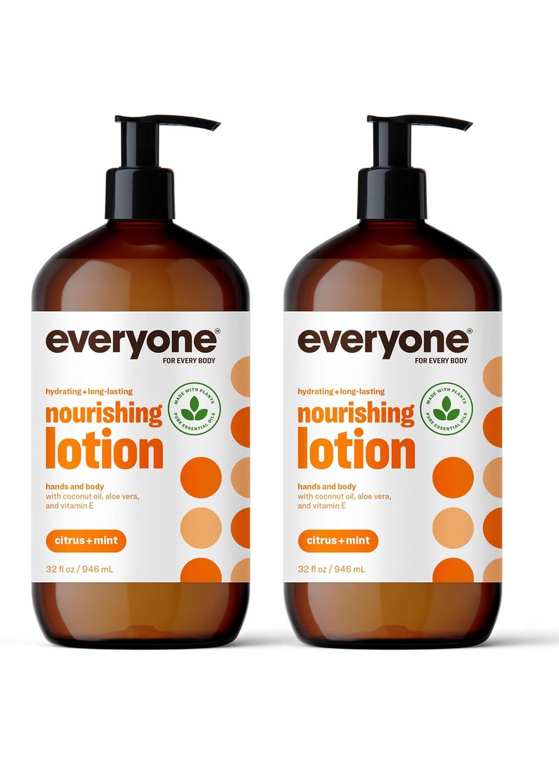 everyone for every body - Everyone Nourishing Hand and Body Lotion, 32 Ounce (Pack of 2), Citrus and Mint, Plant-Based Lotion with Pure Essential Oils, Coconut Oil, Aloe Vera and Vitamin E - Image 1