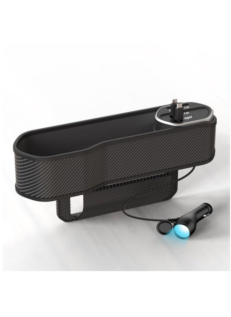 Generic Car Crevice Storage Box Seat Gap Organizer Support Wireless Super Fast Charging Dual USB Output 2 Interface For Type-C/Iphone  - Image 1