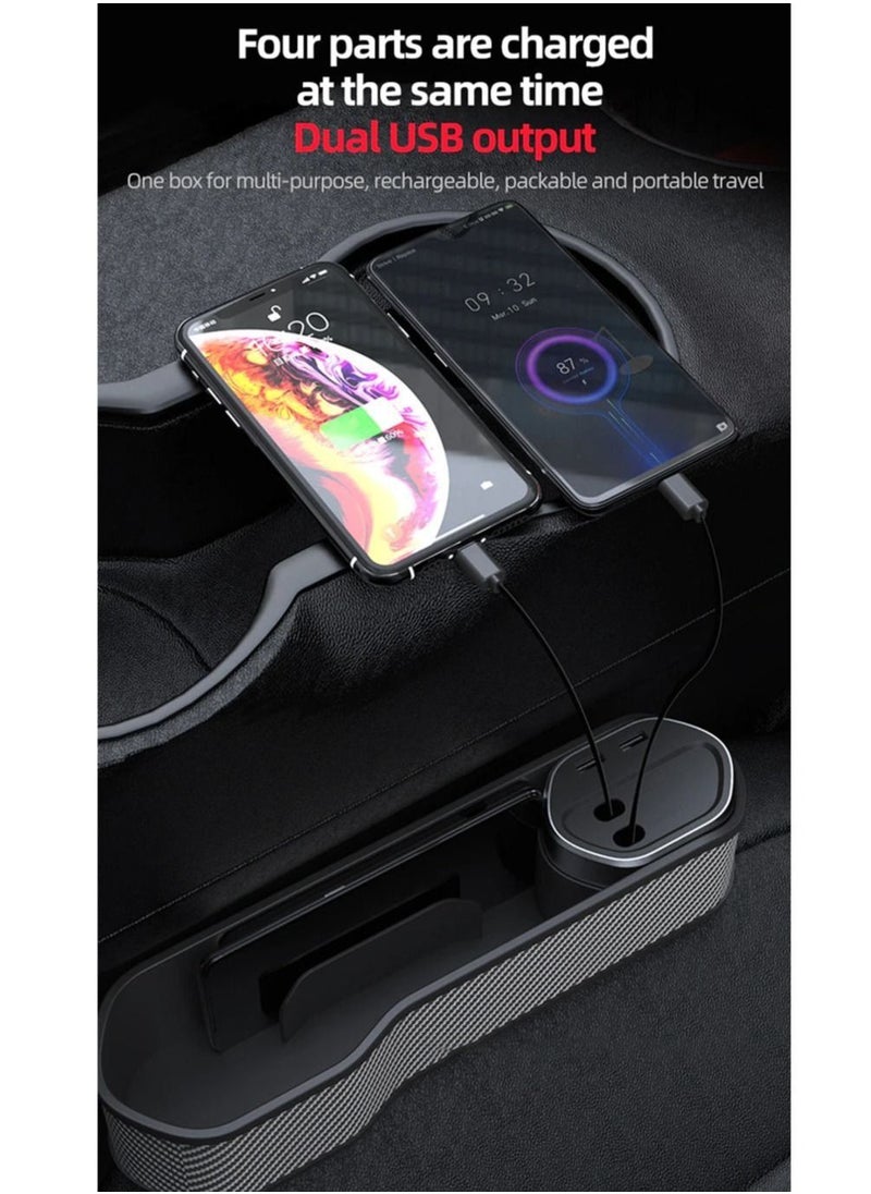 Generic Car Crevice Storage Box Seat Gap Organizer Support Wireless Super Fast Charging Dual USB Output 2 Interface For Type-C/Iphone  - Image 5