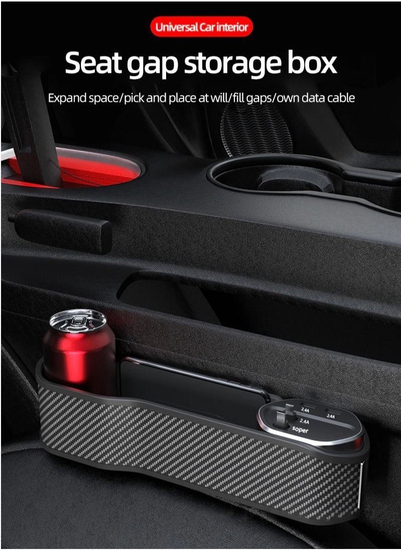 Generic Car Crevice Storage Box Seat Gap Organizer Support Wireless Super Fast Charging Dual USB Output 2 Interface For Type-C/Iphone  - Image 3