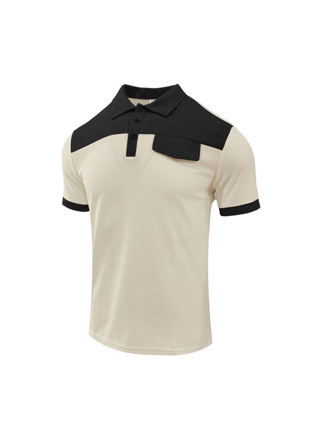 Men's Summer Color Blocking Collar Waffle Breathable Casual Sports Oversized Short Sleeve T-shirt For Us/eu