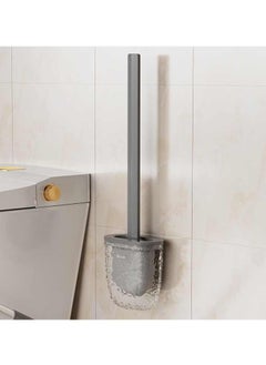 AIWANTO Toilet Bowl Brush Holder Set Elegant Design with Holder for Deep Cleaning Under Rim Compact Size Scrubber for Small Space Modern Bathroom Accessories Grey  - Image 1