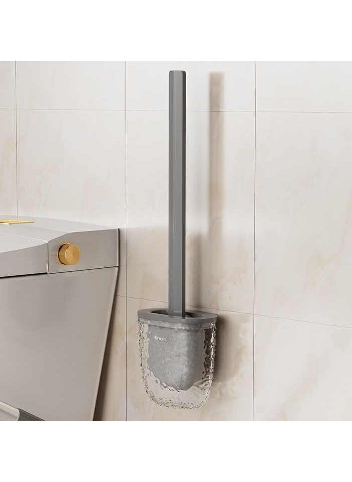 AIWANTO Toilet Bowl Brush Holder Set Elegant Design with Holder for Deep Cleaning Under Rim Compact Size Scrubber for Small Space Modern Bathroom Accessories Grey  - Image 1