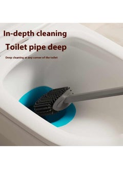 AIWANTO Toilet Bowl Brush Holder Set Elegant Design with Holder for Deep Cleaning Under Rim Compact Size Scrubber for Small Space Modern Bathroom Accessories Grey  - Image 2