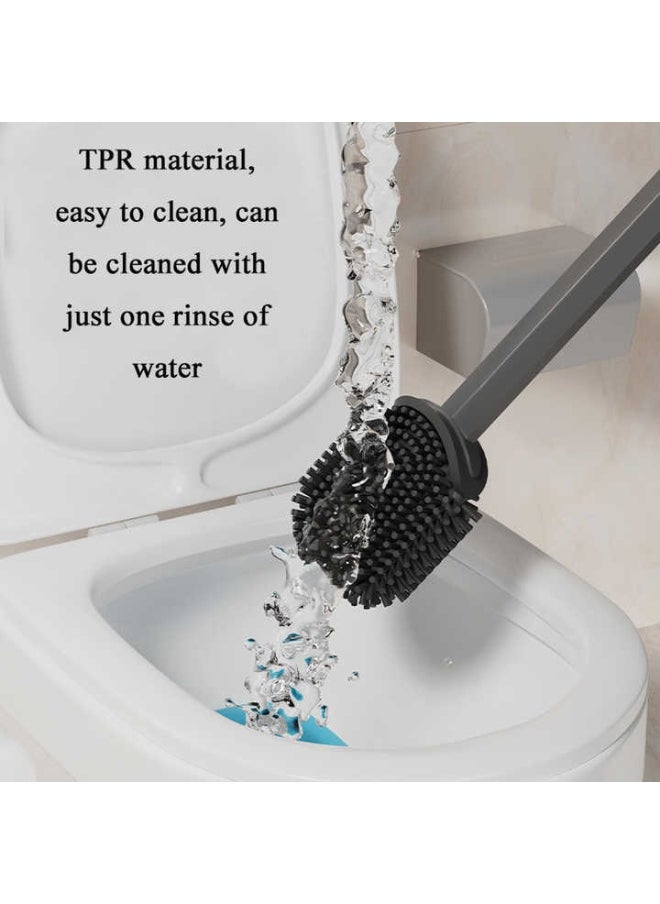 AIWANTO Toilet Bowl Brush Holder Set Elegant Design with Holder for Deep Cleaning Under Rim Compact Size Scrubber for Small Space Modern Bathroom Accessories Grey  - Image 5