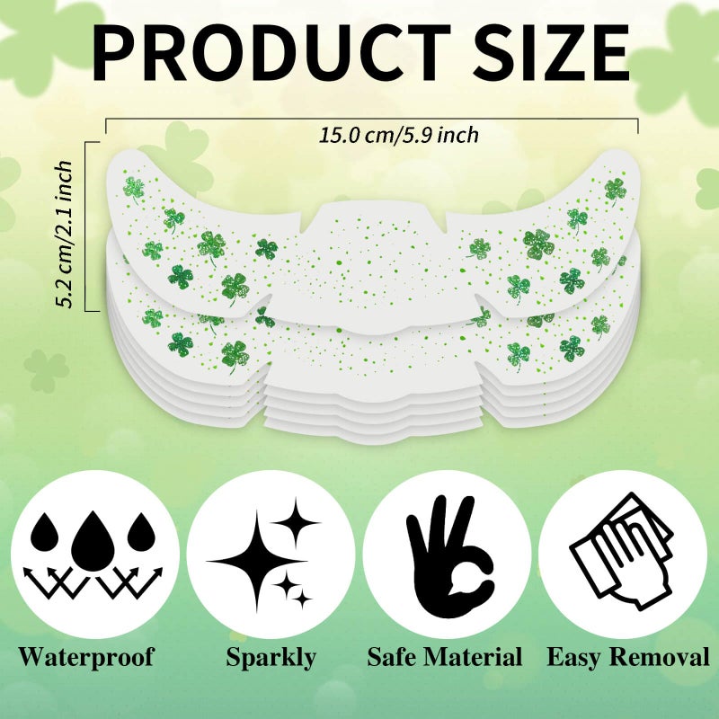 Paminify St Patricks Day Accessories, Green Shamrock Temporary Face Glitter Freckles Tattoos,St Patty's Green Face Tattoos Sparkle Glitter Makeup,Saint Patrick's Day Outfit for Women,6 PCS - Image 2