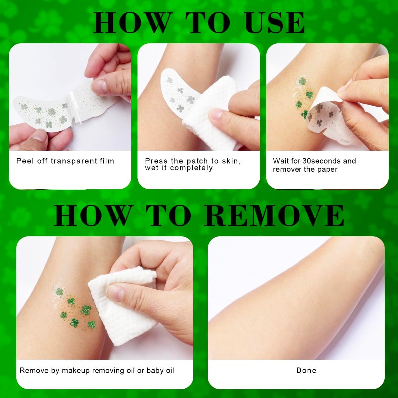 Paminify St Patricks Day Accessories, Green Shamrock Temporary Face Glitter Freckles Tattoos,St Patty's Green Face Tattoos Sparkle Glitter Makeup,Saint Patrick's Day Outfit for Women,6 PCS - Image 5