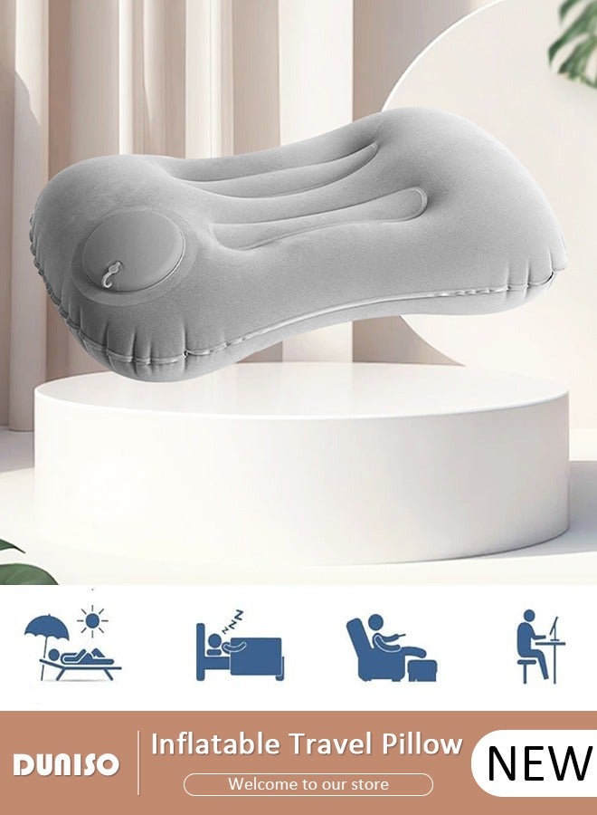 DUNISO Inflatable Travel Pillow, Ultralight Camping Pillow, Compressible Ergonomic Pillow for Neck Lumbar Support, Comfortable Neck Head Support Pillow for Camping Hiking Office Nap  - Image 1