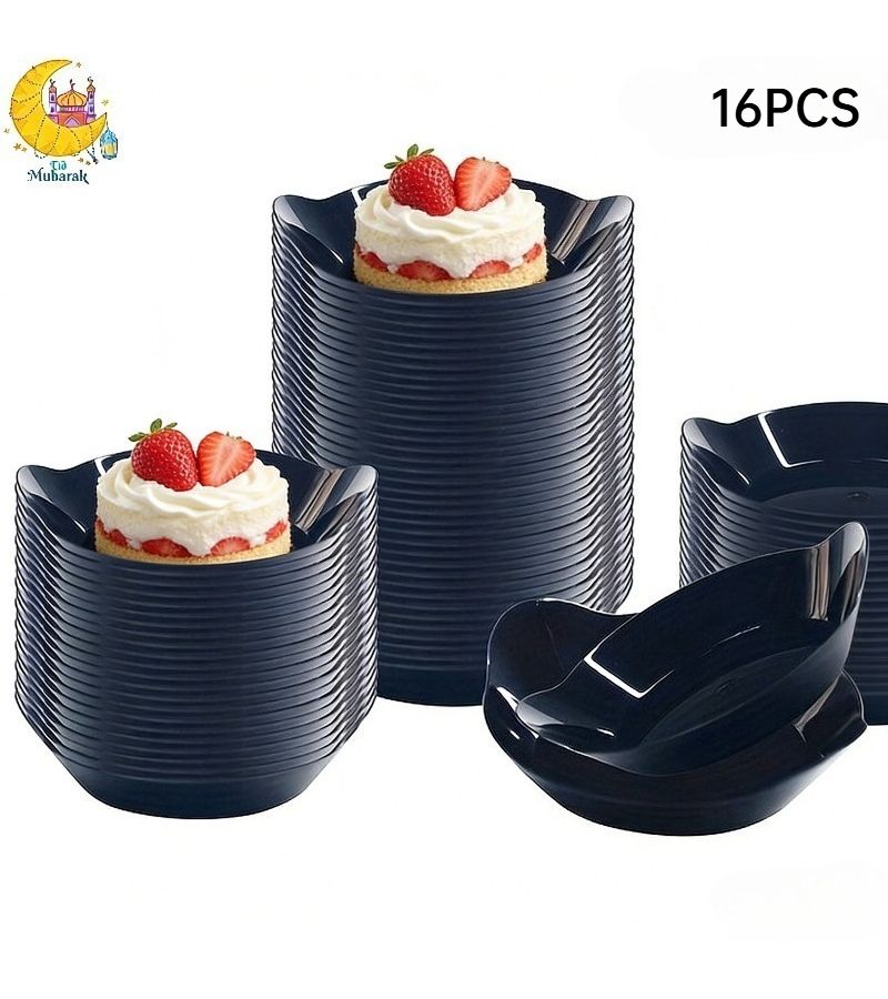 16 Black Mini Disc Serving Plates 16 Pcs Leaf shaped Appetizer Plates - Image 1