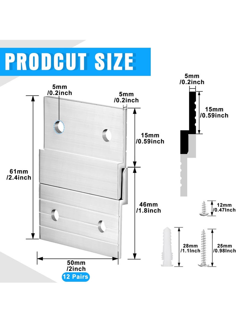 Heavy Duty French Cleat Picture Hanger, 4 Pcs Aluminum Z Bar with Screws for Easy Wall Mounting of Photos, Mirrors, Shelves and Artworks - Image 2