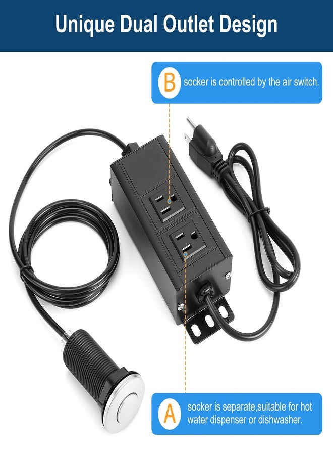 PAHTTO Dual Outlet Garbage Disposal Air Switch Kit, UL Listed Sink Top Air Switch for Food Waste Disposal, 3.58” Extra Long Air Button, Brushed Stainless Steel - Image 3