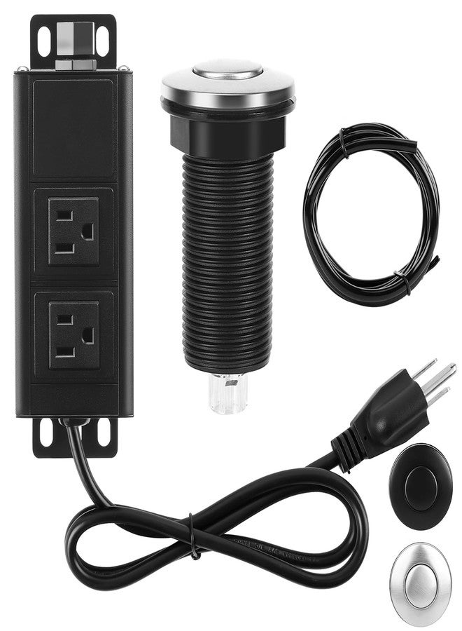 PAHTTO Dual Outlet Garbage Disposal Air Switch Kit, UL Listed Sink Top Air Switch for Food Waste Disposal, 3.58” Extra Long Air Button, Brushed Stainless Steel - Image 1