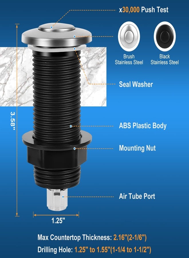 PAHTTO Dual Outlet Garbage Disposal Air Switch Kit, UL Listed Sink Top Air Switch for Food Waste Disposal, 3.58” Extra Long Air Button, Brushed Stainless Steel - Image 5