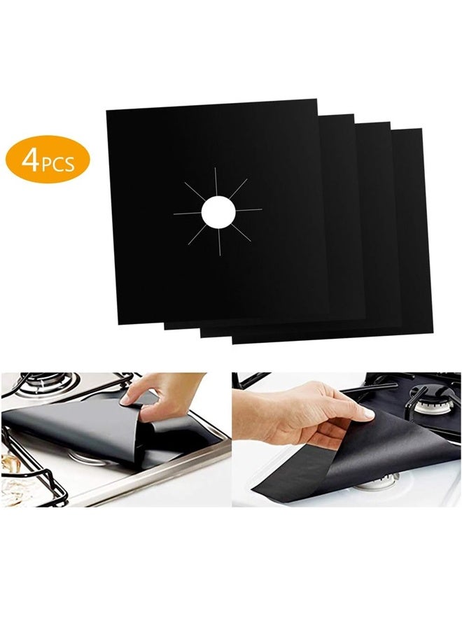 4-Piece Gas Stove Burner Cover Protective Pad - Reusable Protectors for Gas Stoves, 27cm×27cm  Heat-Resistant Mats - Easy to Clean- Prevents Food Spills, Grease & Stains - Compatible with Most Gas Ranges - Image 1