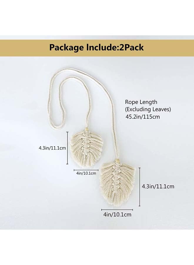 Antikiano Curtain Tiebacks Macrame Holdbacks, 2pcs Cream-Colored Bohemian Home Decoration Artistic  - Image 2