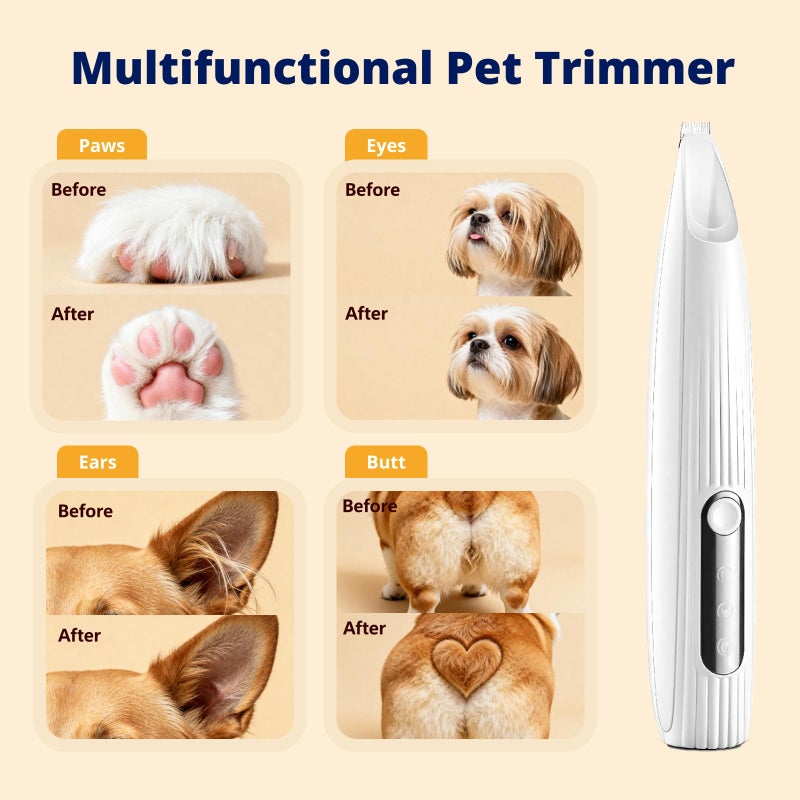Heusom Silent Groom Pro Pet Paw Trimmer | Cordless Shaver for Dogs, Cats, Big & Small Animals with Light | Rechargeable Home and Salon Grooming Tool for Paws, Face, Ears, Butt - Image 5
