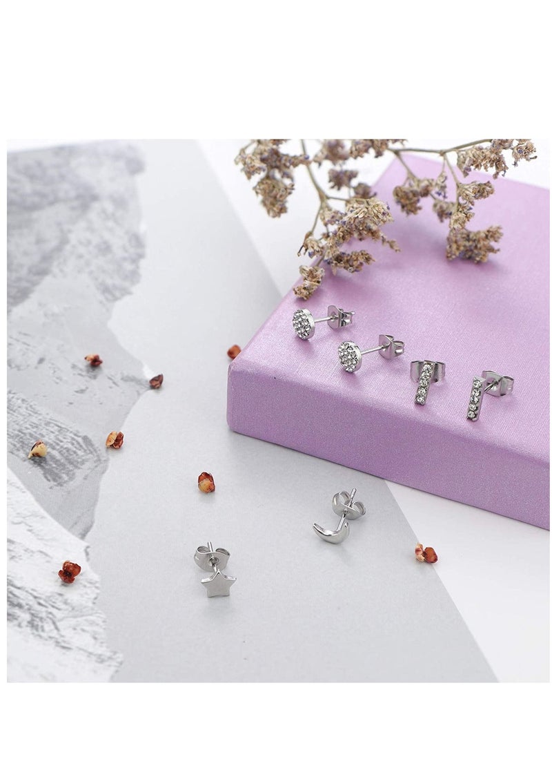 Captaintech 9 Pairs Stainless Steel Stud Earrings Set for Men and Women Unisex - Image 5