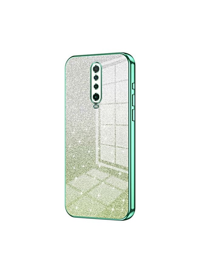 HuHa Case Cover For Xiaomi Redmi K30 / K30 5G Gradient Glitter Powder Electroplated Phone Case Green 