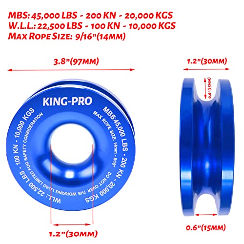 KING-PRO Snatch Recovery Ring, 45000 lbs Winch Snatch Block Pulley Towing Ring, for ATV UTV SUV Truck Off-Road Vehicle Towing Soft Shackle Recovery（Blue） - Image 4