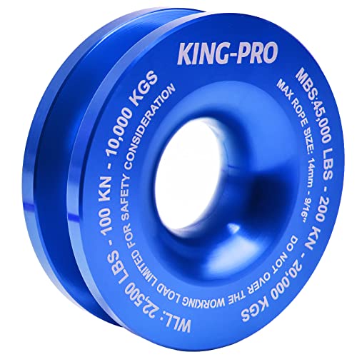 KING-PRO Snatch Recovery Ring, 45000 lbs Winch Snatch Block Pulley Towing Ring, for ATV UTV SUV Truck Off-Road Vehicle Towing Soft Shackle Recovery（Blue） - Image 1