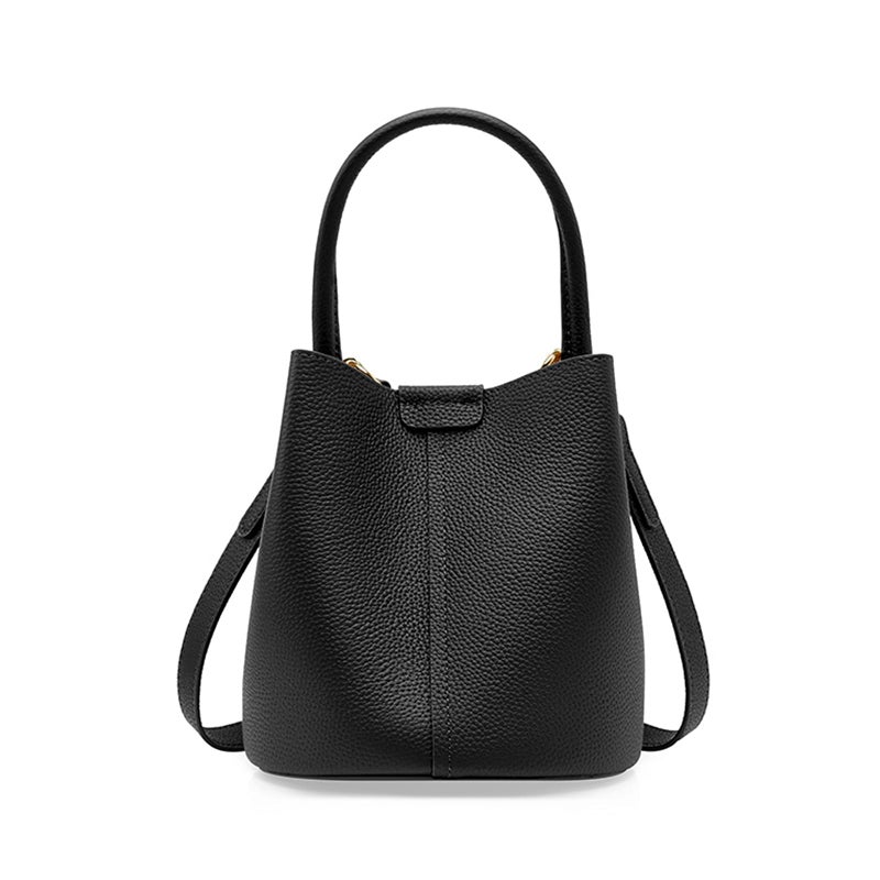 MoreFarther Bucket Bags for Women, Genuine Leather Crossbody Bags, Top-handle purses with an Adjustable Strap (Black) - Image 1
