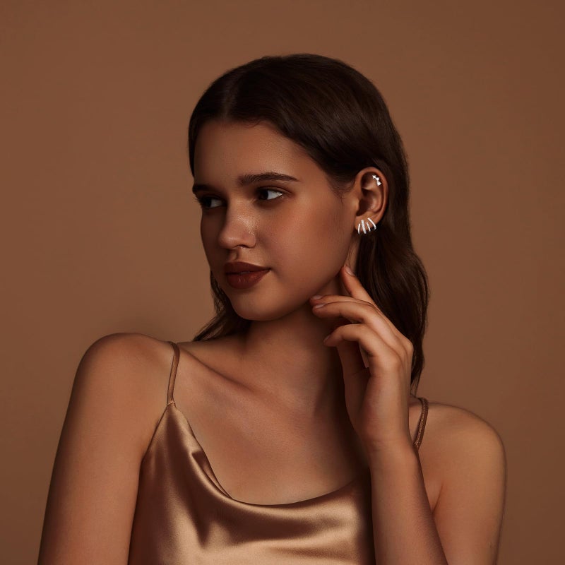 IMBOS Silver Earrings for Women Trendy Silver Stud Earrings Claw Earrings for Women Dainty Simple Minimalist Silver Earring Hypoallergenic Earring for Women Gifts - Image 4
