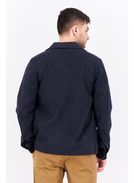 Threadbare Men Solid Long Sleeve Jacket Shirt, Navy Blue  - Image 3