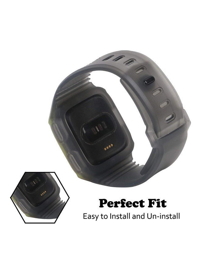 NIBEMINENT Watch Band Silicone Replacement Strap Protective Case For Fitbit Versa Smart Green/Grey - Image 2