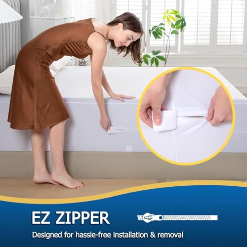 Parkdeny Full Waterproof Zippered Mattress Encasement, Breathable, Noiseless, Machine-Washable Zipped Mattress Cover, Fitting 7" - 13" Deep Mattress - Image 4