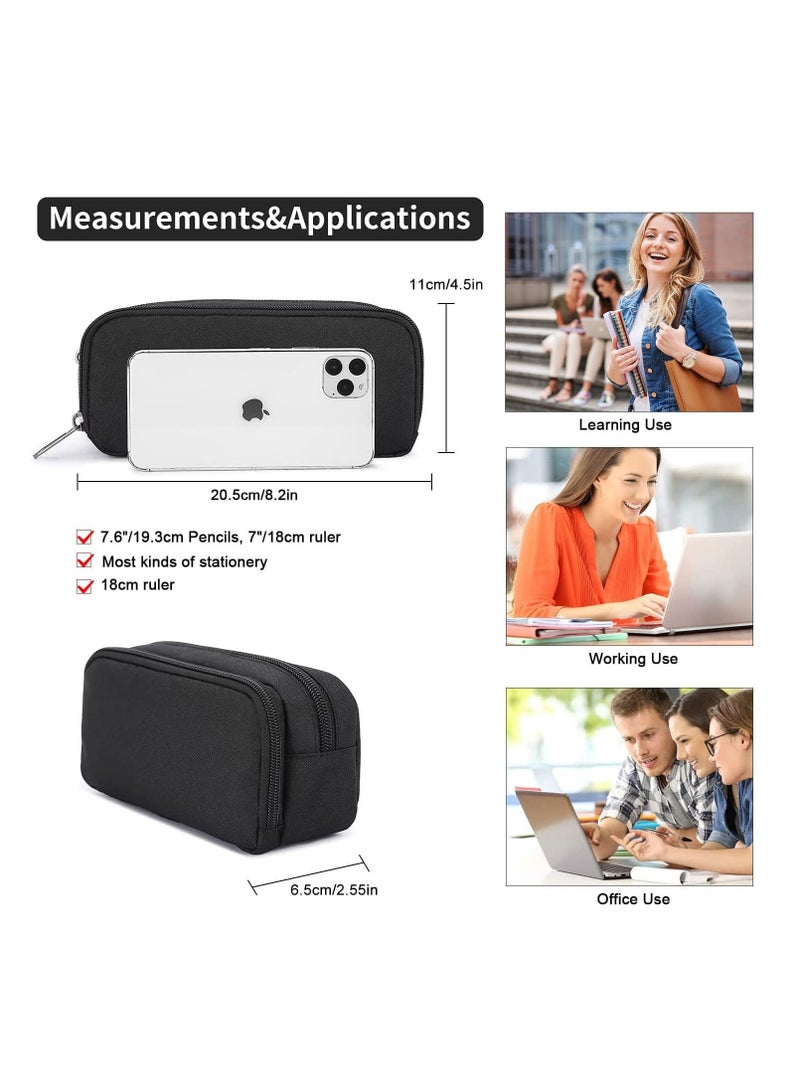 Chabeia Large Capacity Pencil Case, Pencil Pouch Aesthetic Pencil Box, for Office Stationery Organizer, Simple Sturdy Multifunctional Pencil Bag（Black） - Image 4