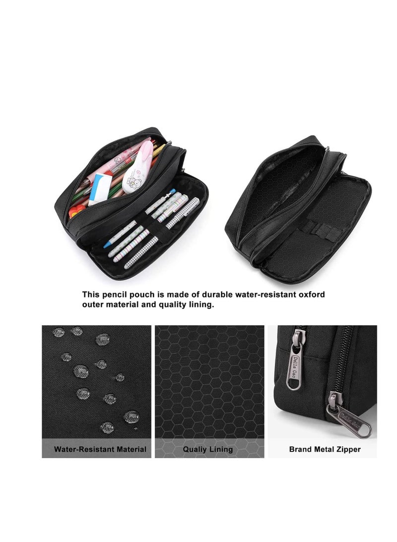 Chabeia Large Capacity Pencil Case, Pencil Pouch Aesthetic Pencil Box, for Office Stationery Organizer, Simple Sturdy Multifunctional Pencil Bag（Black） - Image 2