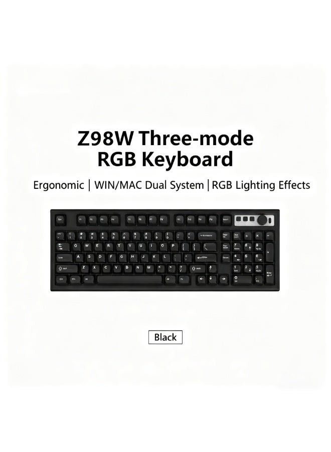 Silent gaming keyboard, 97-key mechanical keyboard, Bluetooth and USB connection, compatible with Windows/Mac - Image 1