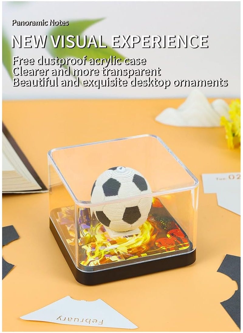 AirYoung - Paper Carving 2025 Calendar Notes 3D Three Dimensional Note Paper Football Model Display Creative Gift Unique Tearable Panoramic Design Perfect for Home Office or School - Image 1