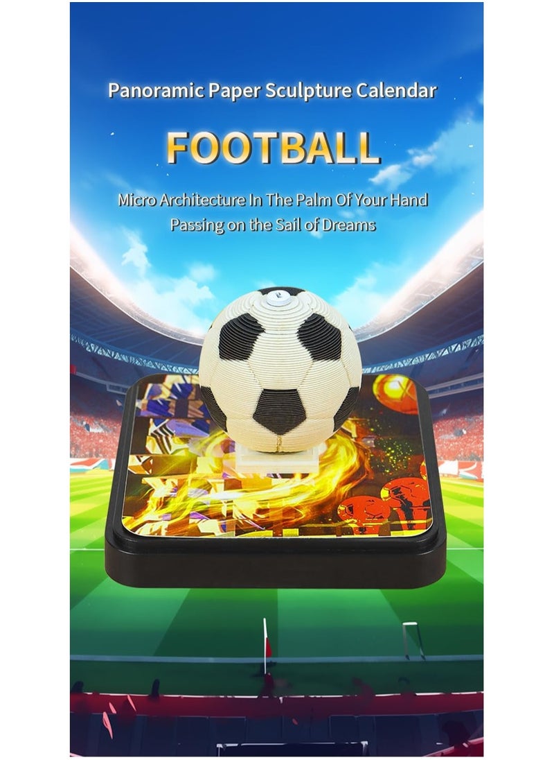 AirYoung - Paper Carving 2025 Calendar Notes 3D Three Dimensional Note Paper Football Model Display Creative Gift Unique Tearable Panoramic Design Perfect for Home Office or School - Image 1