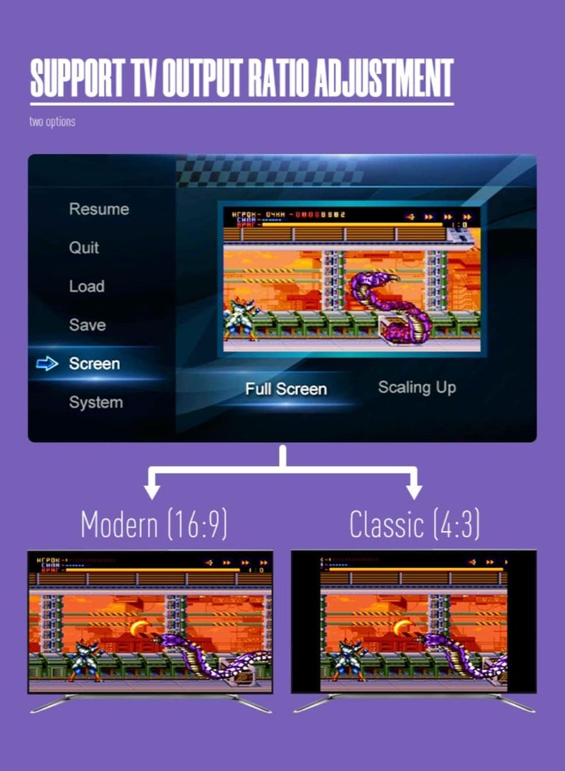 General 16 Bit Video Game Console, Special Built in 3000 Classic SFC/FC Games, 4K HD TV Output, Retro Game Console with 2 Wireless Controllers for Kids Adults Birthday  - Image 5