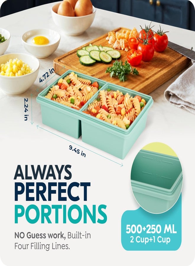 CyhHave 2 Cup &1 Cup Silicone Freezer Trays with Lids, Silicone Soup Freezer Molds, Easily prepare portioned meals, Great for storing soups, lasagna, leftovers, sauces and other dishes, Dishwasher, Oven Safe - Image 2