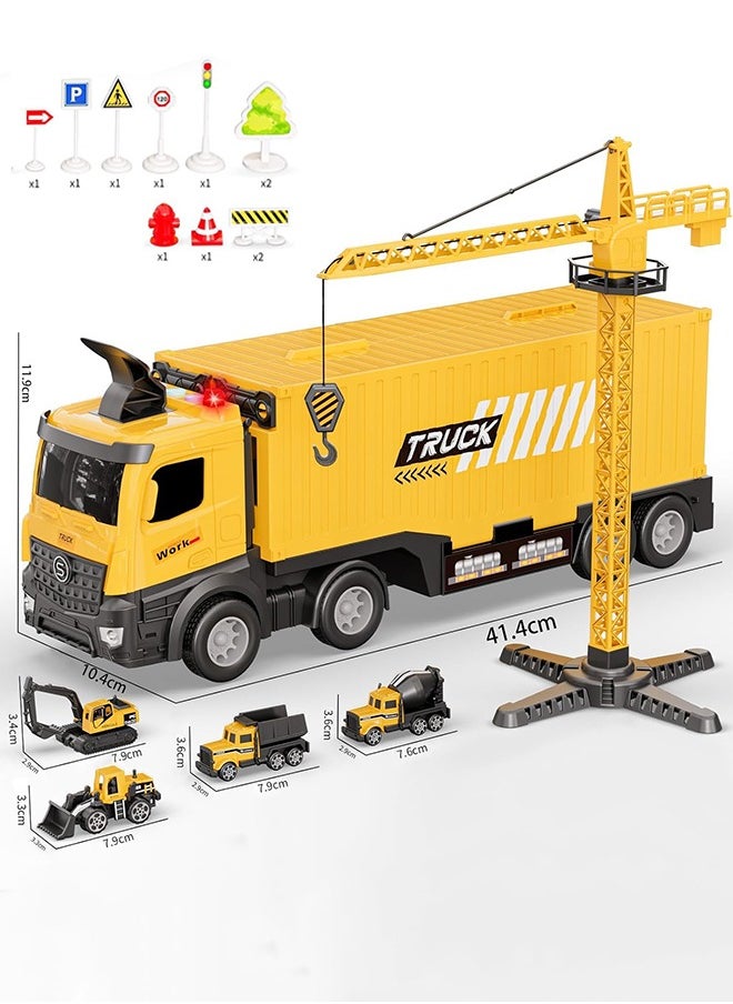 Garlo Toys Truck Crane for Kids - Truck Race Track Kids Toy Eject Car Set Excavator Bulldozer Dump Trucks Cement Truck Vehicle Easter Christmas Birthday 2+ 3 4 5 6 7 8 Years Old Boy Girl Gift  - Image 4